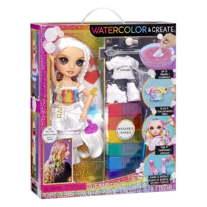 Rainbow High - Water Color - 1 poupée mannequin (Violet) de 27cm - 2 tenues et accessoires à personnaliser - Colore tes cheveux-5