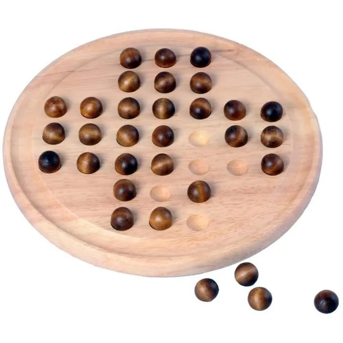 Jeu de Societe - Engelhart - Joli jeu de solitaire anglais - 33 trous en bois 23 cm-2