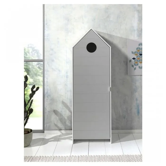 Armoire 1 porte Gris + Armoire ouverte + Armoire 1 porte Rose - Vipack CASAMI - Contemporain - Design-3