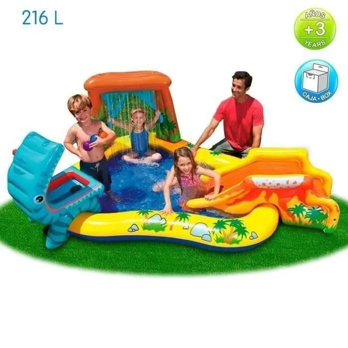 Piscine gonflable Enfant - Aire De Jeux aquatique Dinosaure - INTEX - 249 x 191 x 109 cm - 3 ans et plus-0