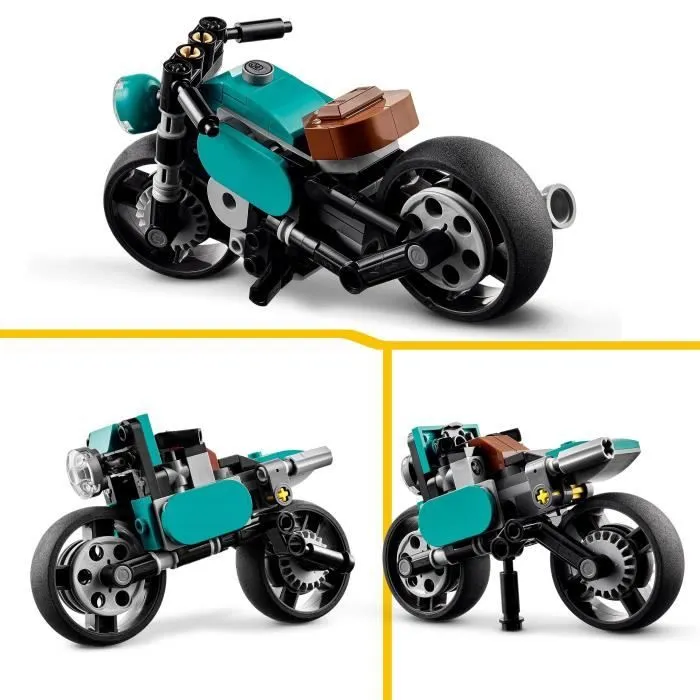 LEGO® Creator 3-en-1 31135 La Moto Ancienne, Jouet Voiture Classique et de Rue, avec Dragster-3
