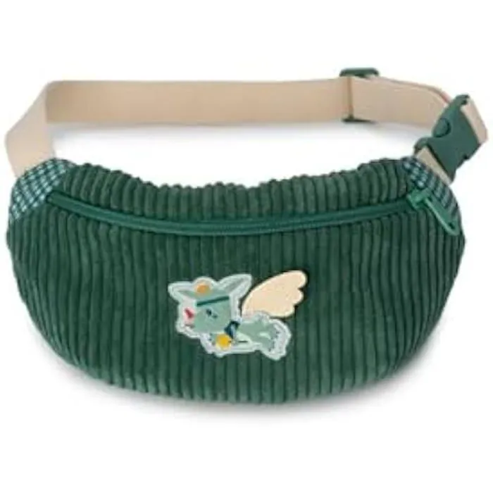 Sac banane enfant - Lilliputiens - Joe le dragon - Velours côtelé - Ailes dorées - Confort ajustable-0