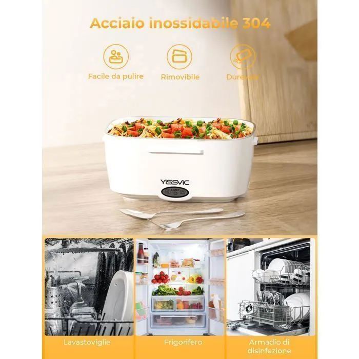 Lunch Box Chauffante - Électrique - 1.5L - 12V 24V 220V - 40W - Sac Isotherme-2