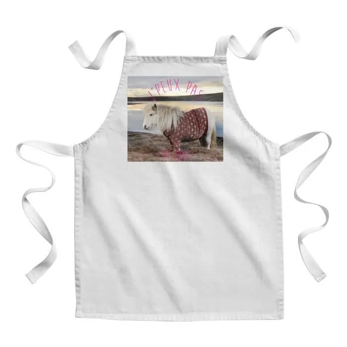 Tablier Enfant Cuisine - FABULOUS - Peinture J'Peux Pas J'Ai Poney Shetland - 100% coton-0