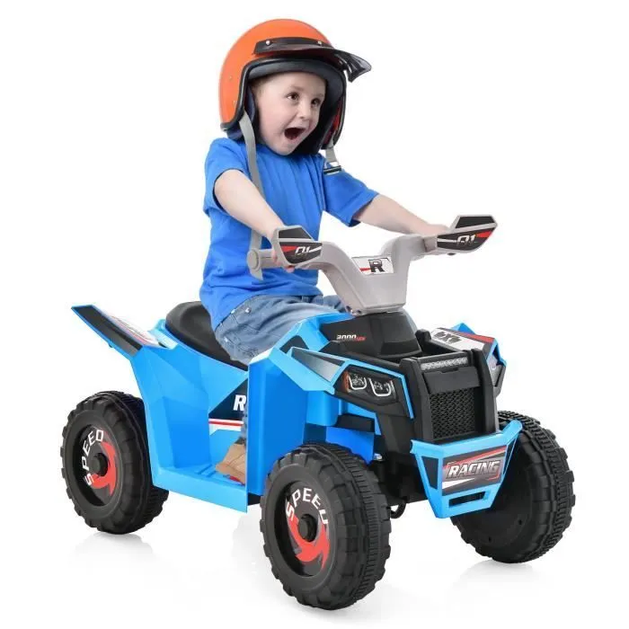 COSTWAY Quad Electrique pour Enfants 6V/ 7AH - 4.6 km/h Max - Voiture pour Enfants de 3 Ans+ Bleu-0