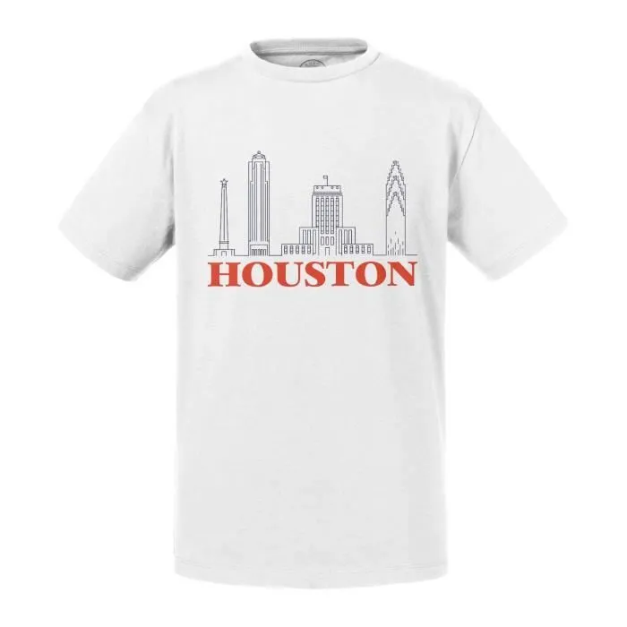 T-shirt Enfant Blanc Houston Minimalist Etats Unis Voyage Amérique-0