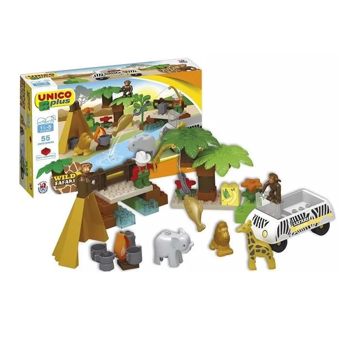 Kit de construction Unico Safari - Marque UNICO - 55 pièces en plastique - Pour enfant-0