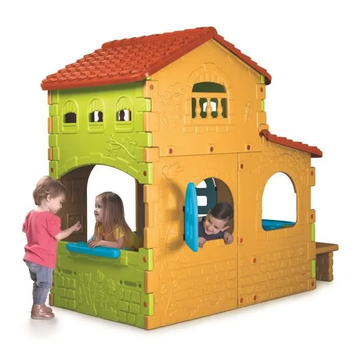 Maison Enfant FEBER - Grande Villa Colorée avec Table et Bancs-3