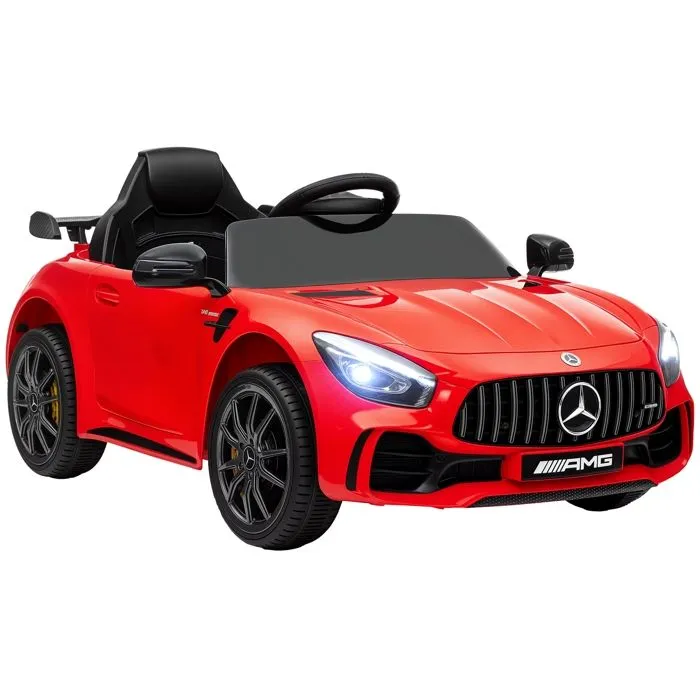 Voiture électrique enfants - AIYAPLAY - sous licence Mercedes-Benz AMG GTR - 12V - télécommande 2,4G - max. 5 km/h - phares - rouge-0