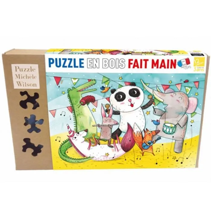 Puzzle en bois Fait Main 12 pièces : Le Concert des Animaux aille Unique Coloris Unique-0