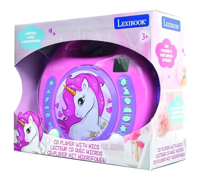 Lecteur CD portable avec 2 microphones coloris Licorne-2