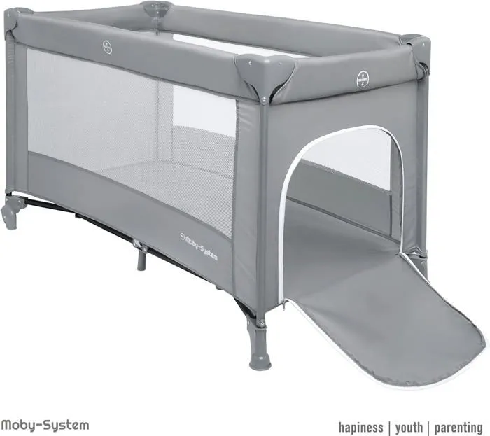 Moby-System Lit Bébé 2 en 1 Parc Bébé & Lit Parapluie Pliable| Charge Max 15 KG| Lit de Voyage avec Système Sécurité| Sac Transport-4