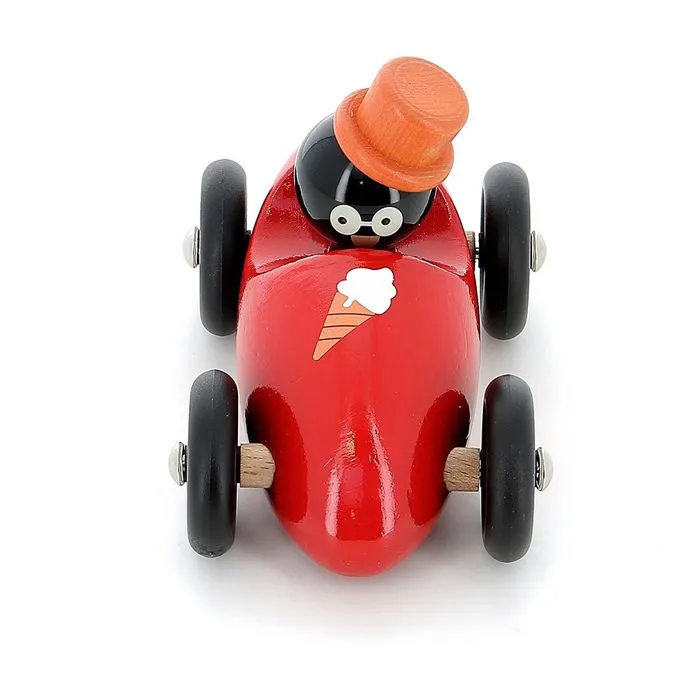 Voiture en bois Boizoos - VILAC - René le pingouin - Rouge - L 16 x l 10 x H 11 cm-2