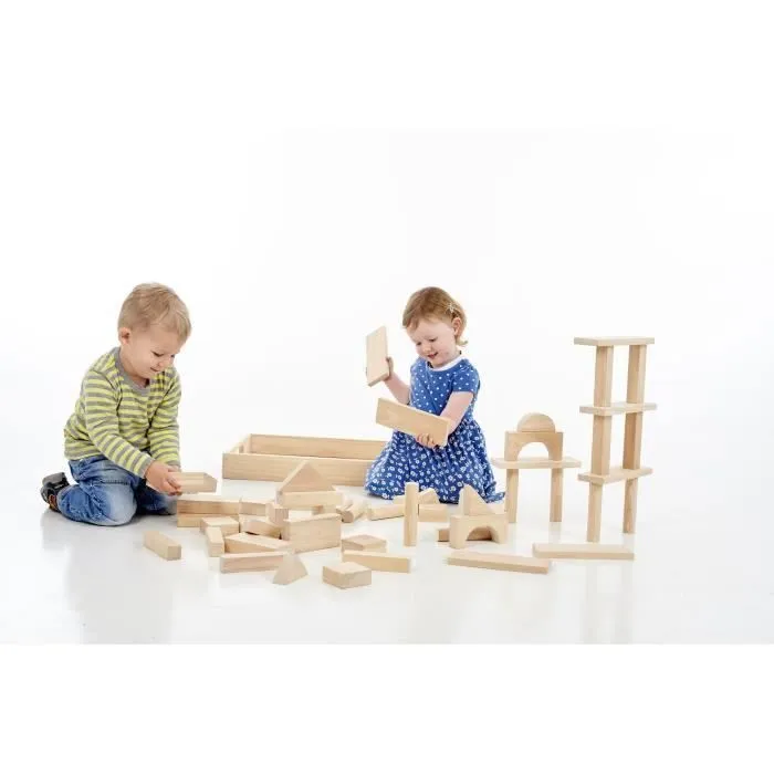 Jeu de construction en bois massif - TickiT - Blocs en bois géants naturel - COMMOTION-2