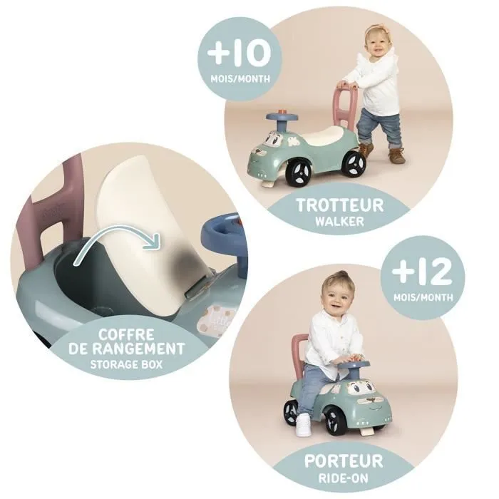 Little Smoby - Porteur Auto - Coffre sous la selle + siège - Klaxon - A partir de 10 ans - Fabrication française-1