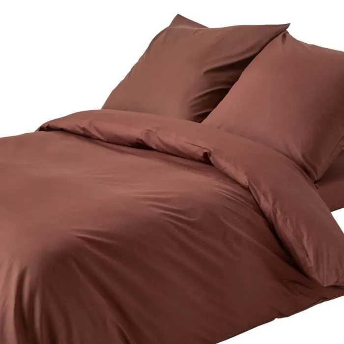 Parure de lit Chocolat 100% coton Egyptien 200 Fils 240 x 220 cm-0