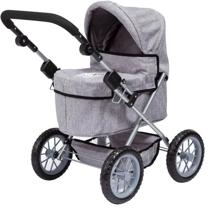 Landau pour poupée BAYER Trendy - Gris - Guidon réglable - Pliable - Pour poupées jusqu'à 46cm-4
