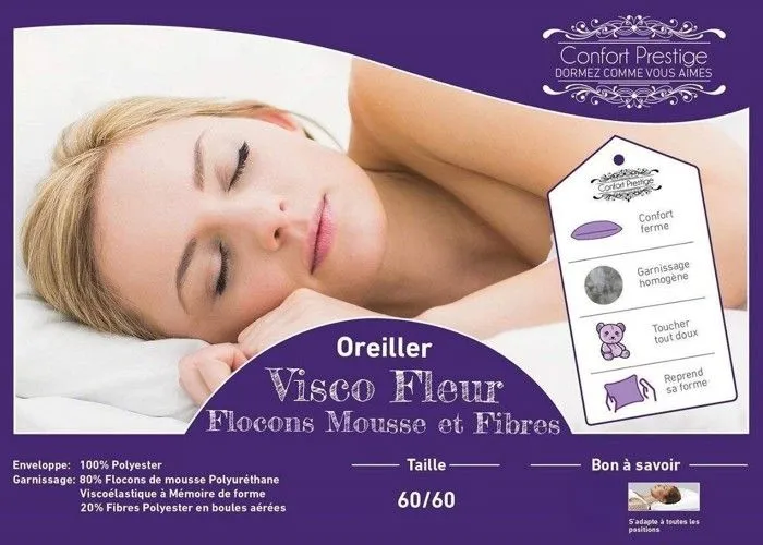 Literie -Matelas 140x190 cm epaisseur 18 cm Oreiller Visco - Soutien Trs Ferme - Mousse 30 Kg-m3 HR Dernire Gnration - Trs-2