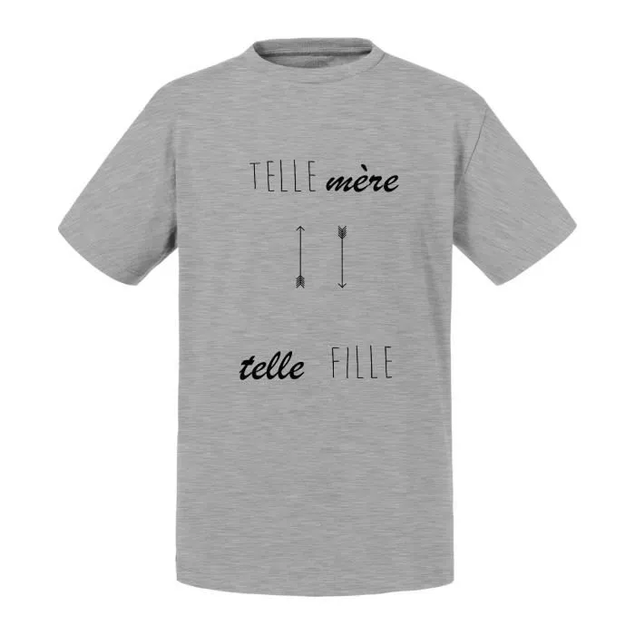 T-shirt Enfant Gris Telle Mere Telle Fille Fleche Maman Amitie-0