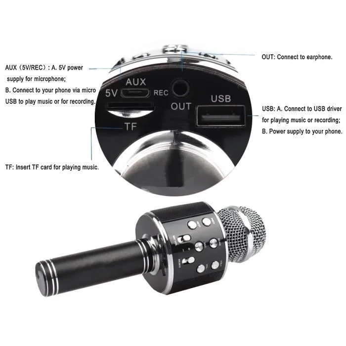 Microphone portable sans fil WS-858 - WS-858 - BT HIFI Haut-Parleur - Rechargeable Li-batterie-3