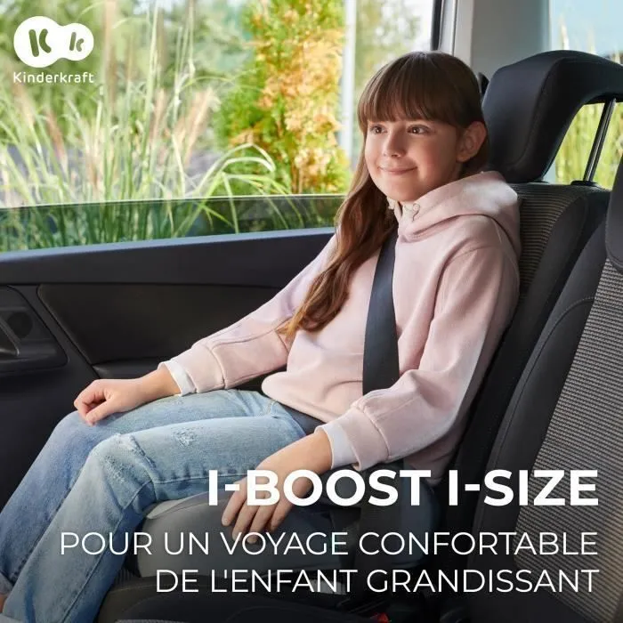 Réhausseur enfant I-SIZE 135-150 cm - KINDERKRAFT I-BOOST - Montage facile ou isofix - Léger seulement 2,5 kg - Gris-2