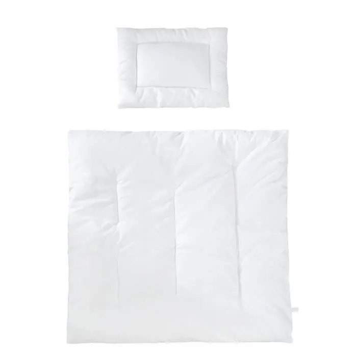 Parure de Lit Bébé Toutes Saisons - ROBA - Couette 80x80 + Oreiller 40x35 - Blanc-0