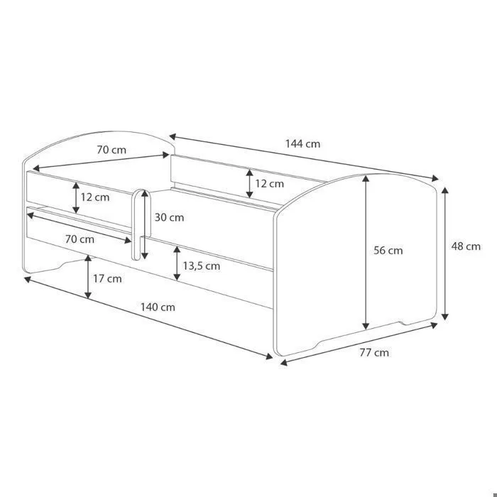 Lit enfant 160x80 cm +SOMMIER+MATELAS avec BARRIERE DE SECURITE-5