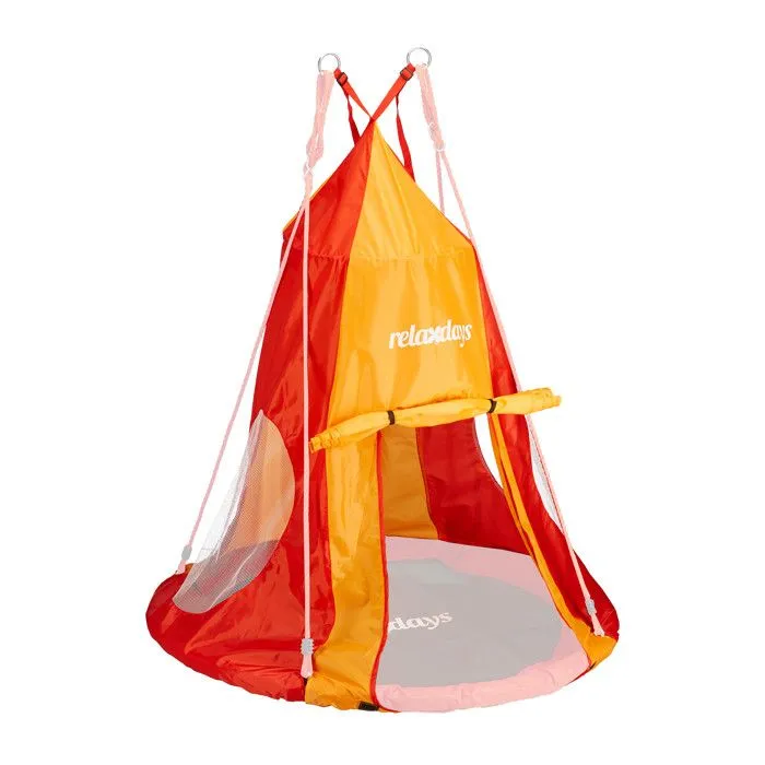 Relaxdays Tente pour balançoire en nid 110 cm accessoire jardin siège rond revêtement, rouge-orange-0
