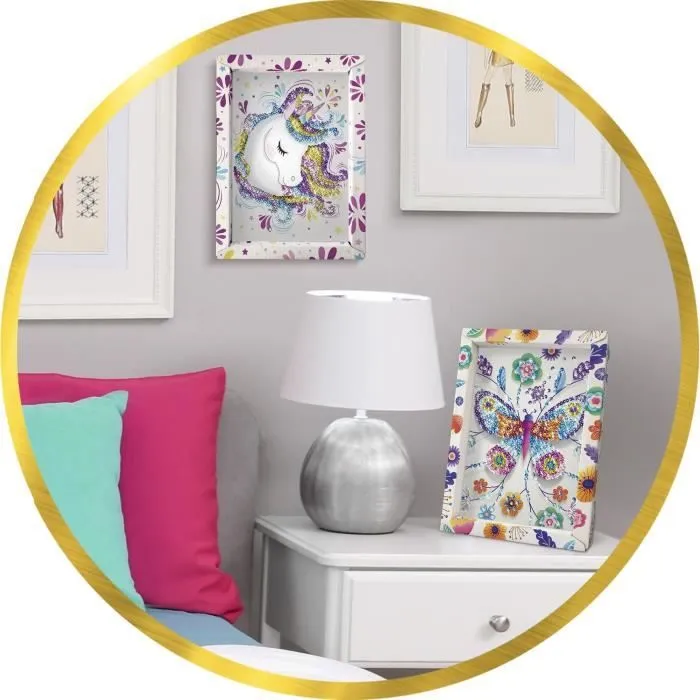 Kit loisir créatif - Licorne - Illustration avec sequins - Pour enfant à partir de 7 ans - Blanc-1