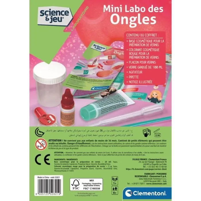 Clementoni - Sciences et Jeu - Mini Labo des ongles - Crée ton propre vernis à ongles - Dès 8 ans-4