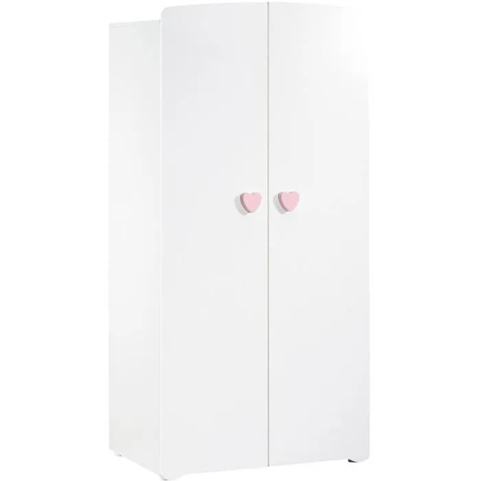 Chambre bébé trio Basic coeur: lit 120x60, commode à langer et armoire - Babyprice - Blanc-3