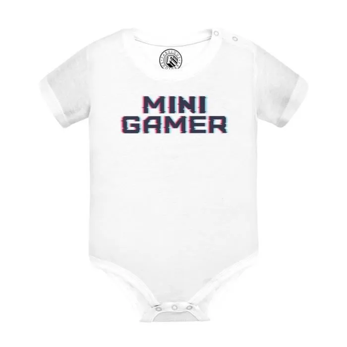 Body Bébé Manche Courte Blanc Mini Gamer Retro Gaming Jeux Vidéo Arcade-0