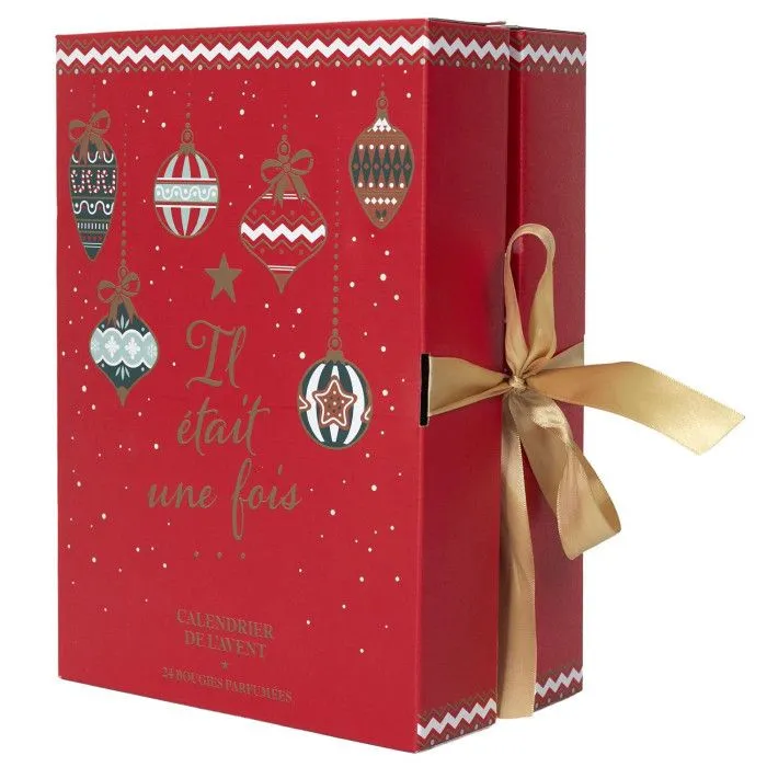 Calendrier de l'Avent 24 Bougies Parfumées "Noël" 30cm Rouge-1