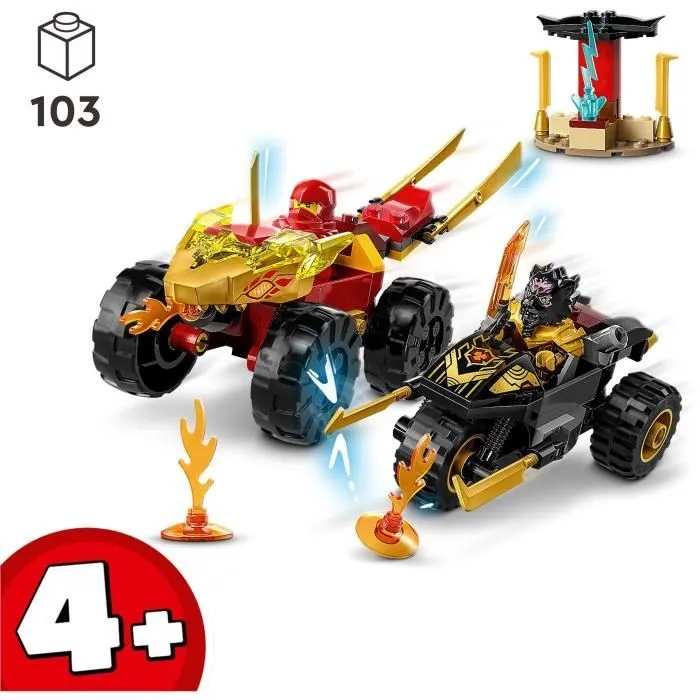 LEGO® NINJAGO 71789 Le Combat en Voiture et en Moto de Kai et Ras, Jouet Enfants Dès 4 Ans-2