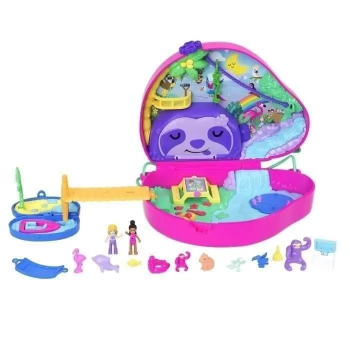Polly Pocket-La Famille des Paresseux-Coffret 2 en 1, jouet de voyage HRD40-2
