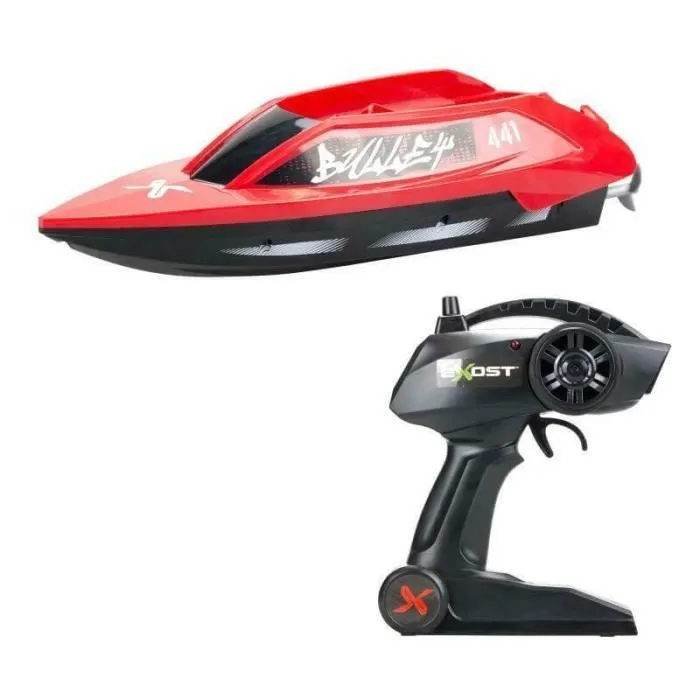 Bateau Radiocommandé - Exost - Rocketwave - Rouge et noir - Batterie - 2,4Ghz - Pistolet-0