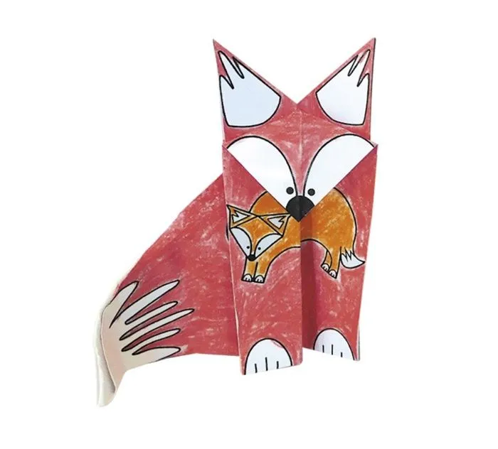 Kit Origami - Fridolin - Renard - 20 Feuilles - 15x15 cm - À colorier-1