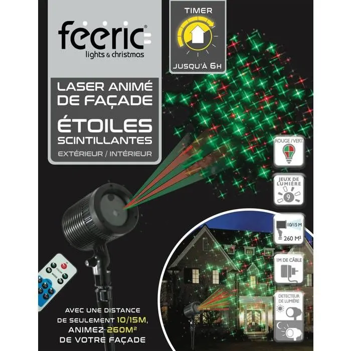 Laser de façade extérieur animé étoiles scintillantes rouge et vert Feeric lights & christmas-1
