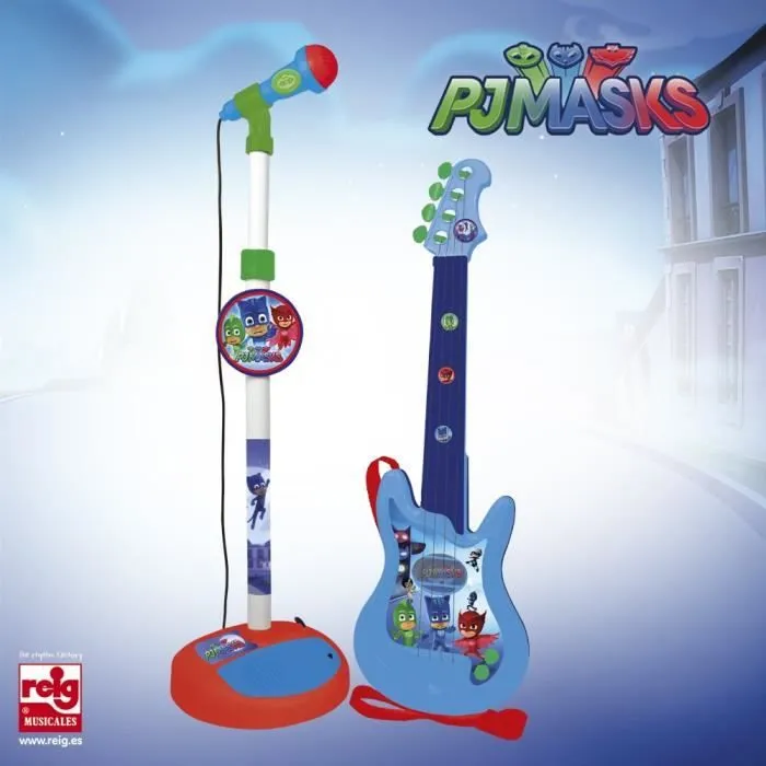 PJMASKS Guitare avec microphone - 4 cordes-0
