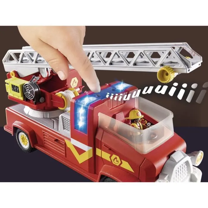 PLAYMOBIL - 70911 - DUCK ON CALL - Camion de pompier avec échelle extensible et avion détachable-6