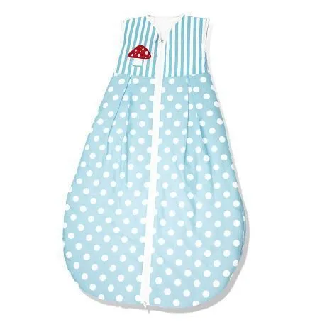 Gigoteuse bébé été 90 cm - Bleu à ronds blancs-0