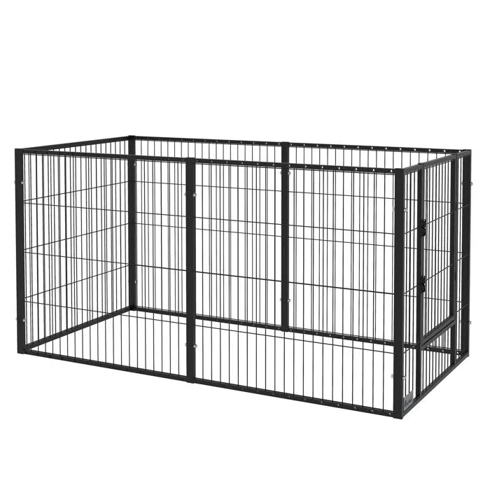 Parc pour chien réglable à 6 panneaux PawHut Clôture pour chien 82,5-150x79x81 cm Noir-0