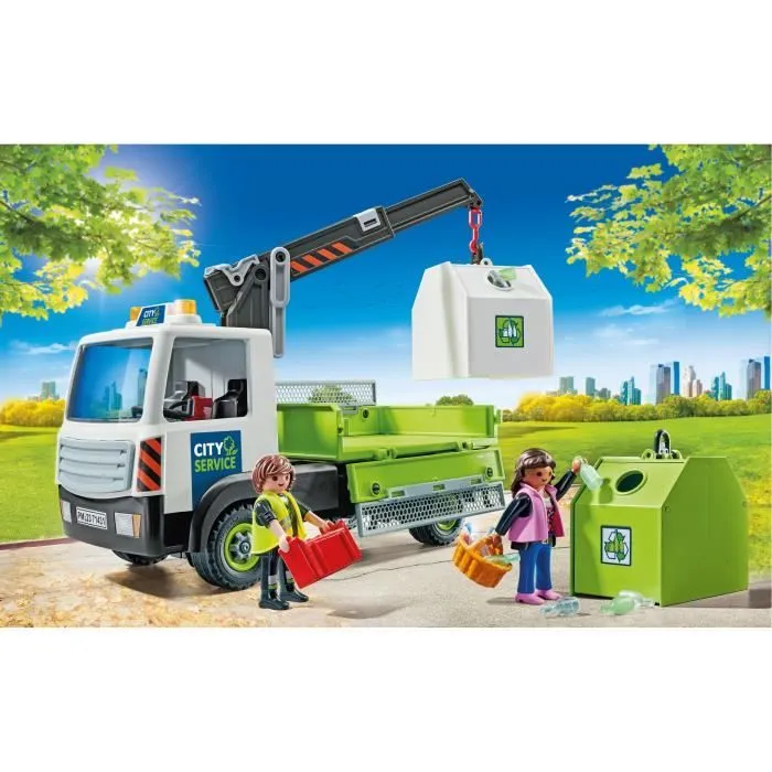 PLAYMOBIL 71431 Camion-grue de recyclage de verre - City Action - Avec grue pivotante - Dès 4 ans-1