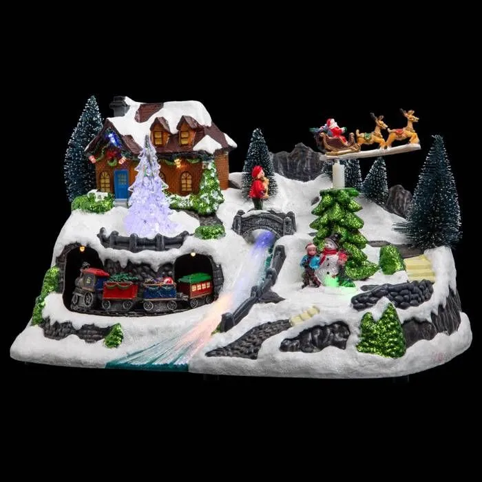 FEERIC LIGHTS & CHRISTMAS Village de Noël - Train lumineux - L30.8xl19xh18.5cm-0