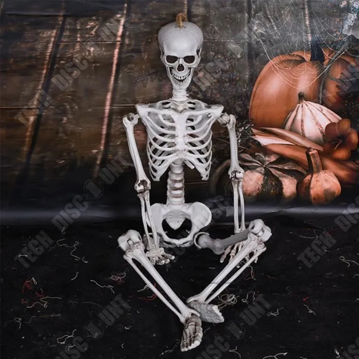 Squelette d'Halloween 165CM - TECH DISCOUNT - Posture réglable - Décoration terrifiante pour Halloween-2