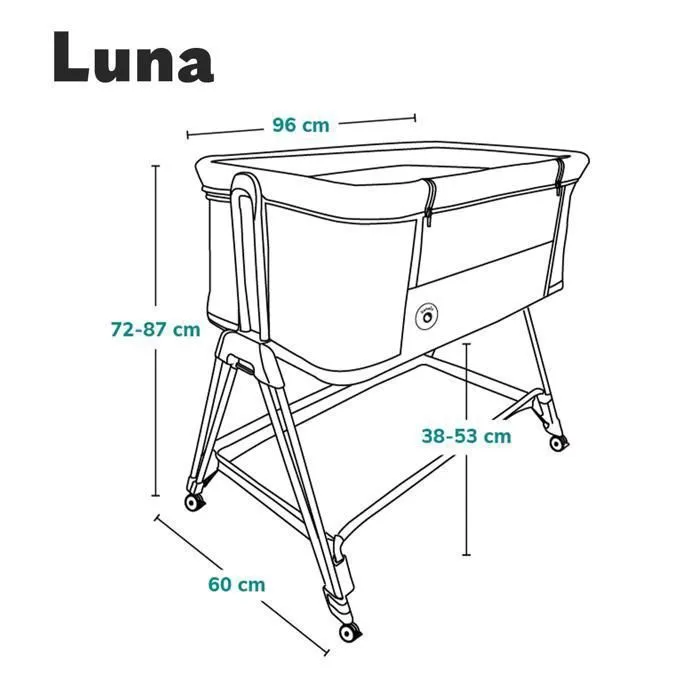Lit cododo LIONELO Luna - 4 x Roulettes -Matelas inclus - Jusqu'à 9 kg - Hauteur et inclinaison réglables - Gris-5