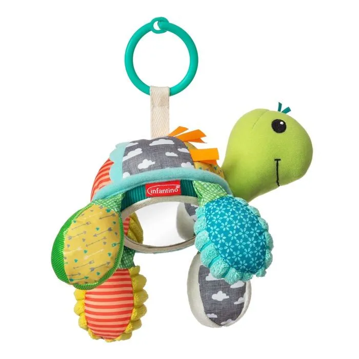 Peluche Infantino - 316003 - Go Gaga Tortue Miroir, Jouet eveil sensoriel, Clip Landau et Poussette, des la Naissance-1