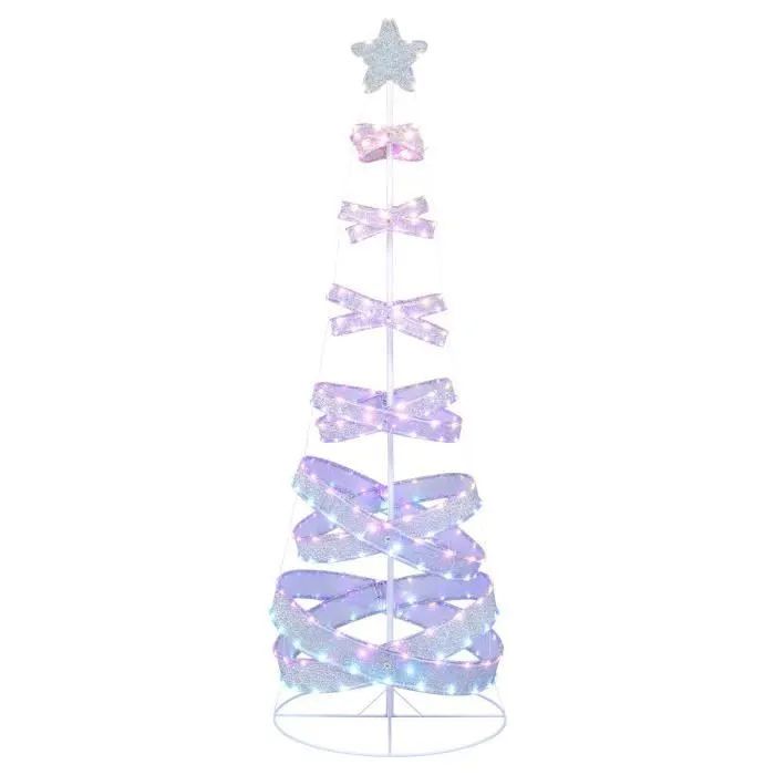 COSTWAY Sapin de Noël en Spirale de 210 cm Pré-éclairé, Pliable, à Couleur Changeante avec 341 Lumières LED & 34 Modes d'Éclairage-0