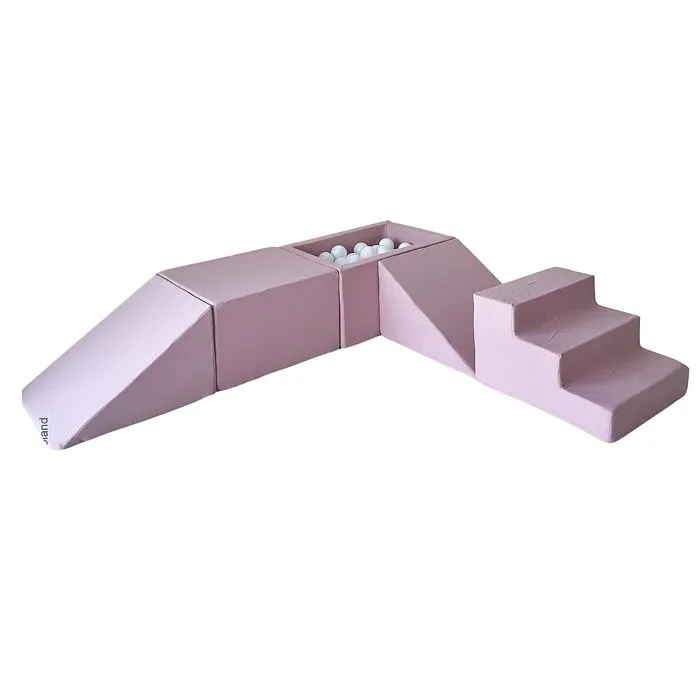 Jeu en mousse - MONIO - Ensemble blocs mousse rose - 5 éléments - Piscine à balles - 100 balles blanches-0