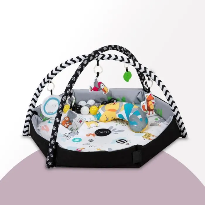 MoMi BESTO - 3en1 - Tapis d'Eveil Bebe - Arche à jouets - Sensoriels jouets - Photomat-1